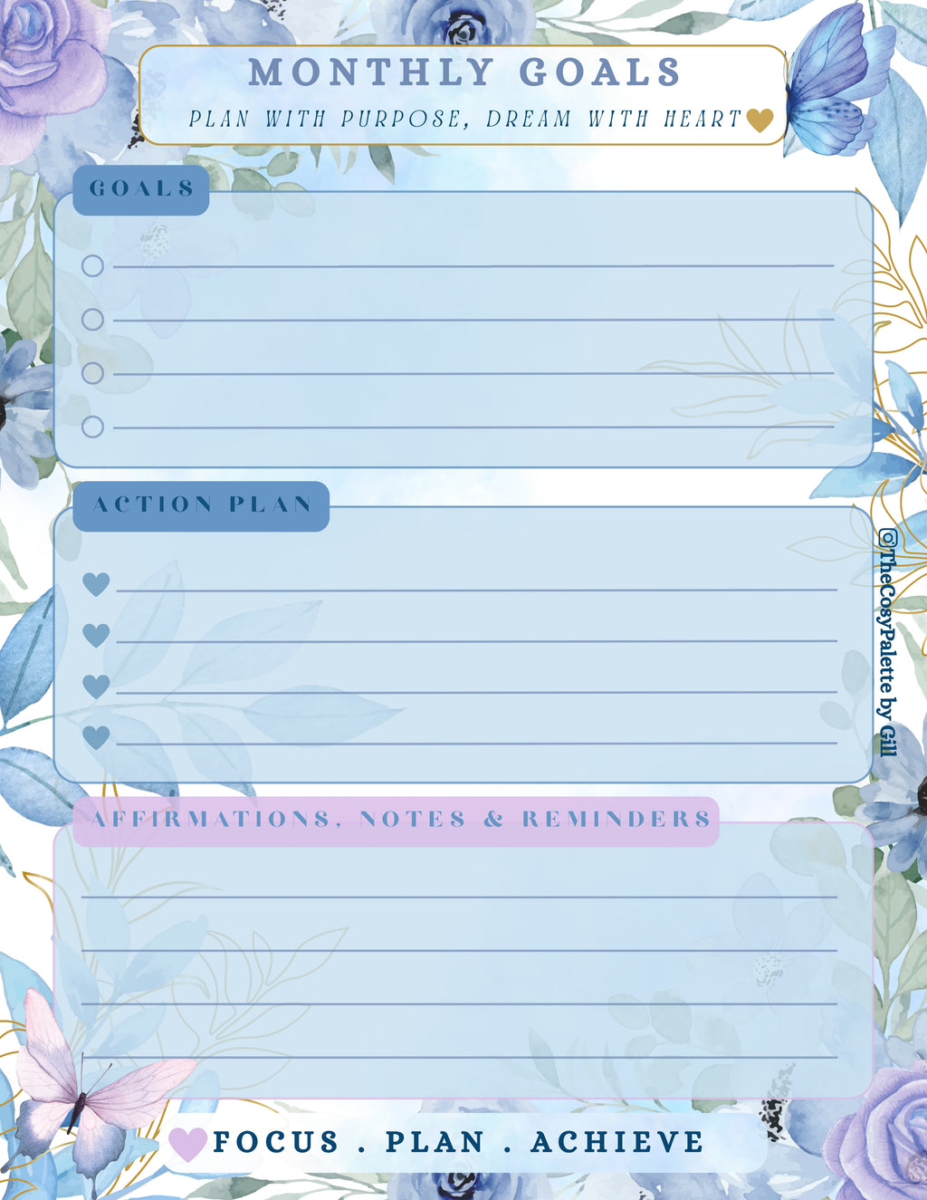 Blue Spring Daily Planner | Printable & Digital Planner Pages | Cozy Floral Planner