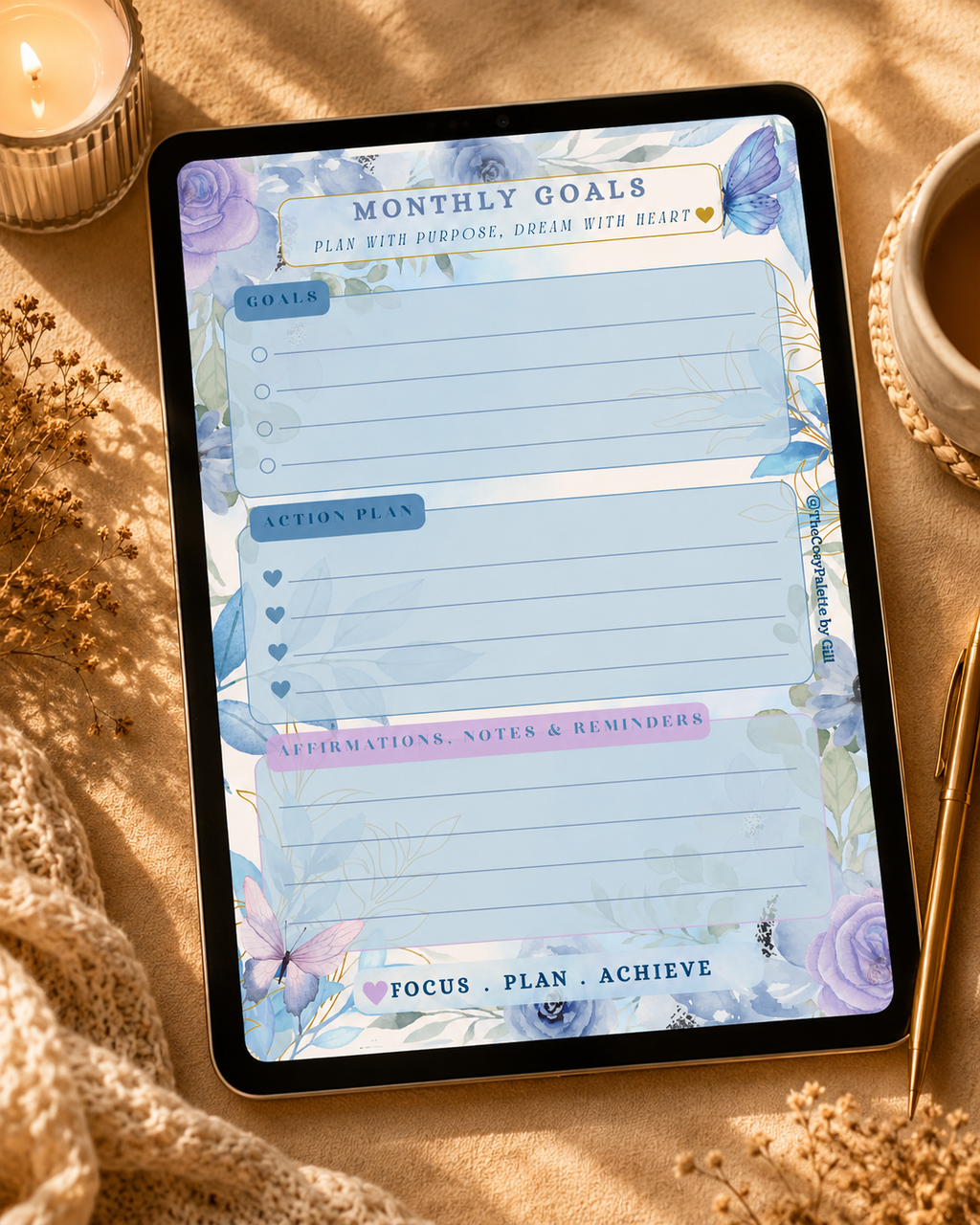 Blue Spring Daily Planner | Printable & Digital Planner Pages | Cozy Floral Planner